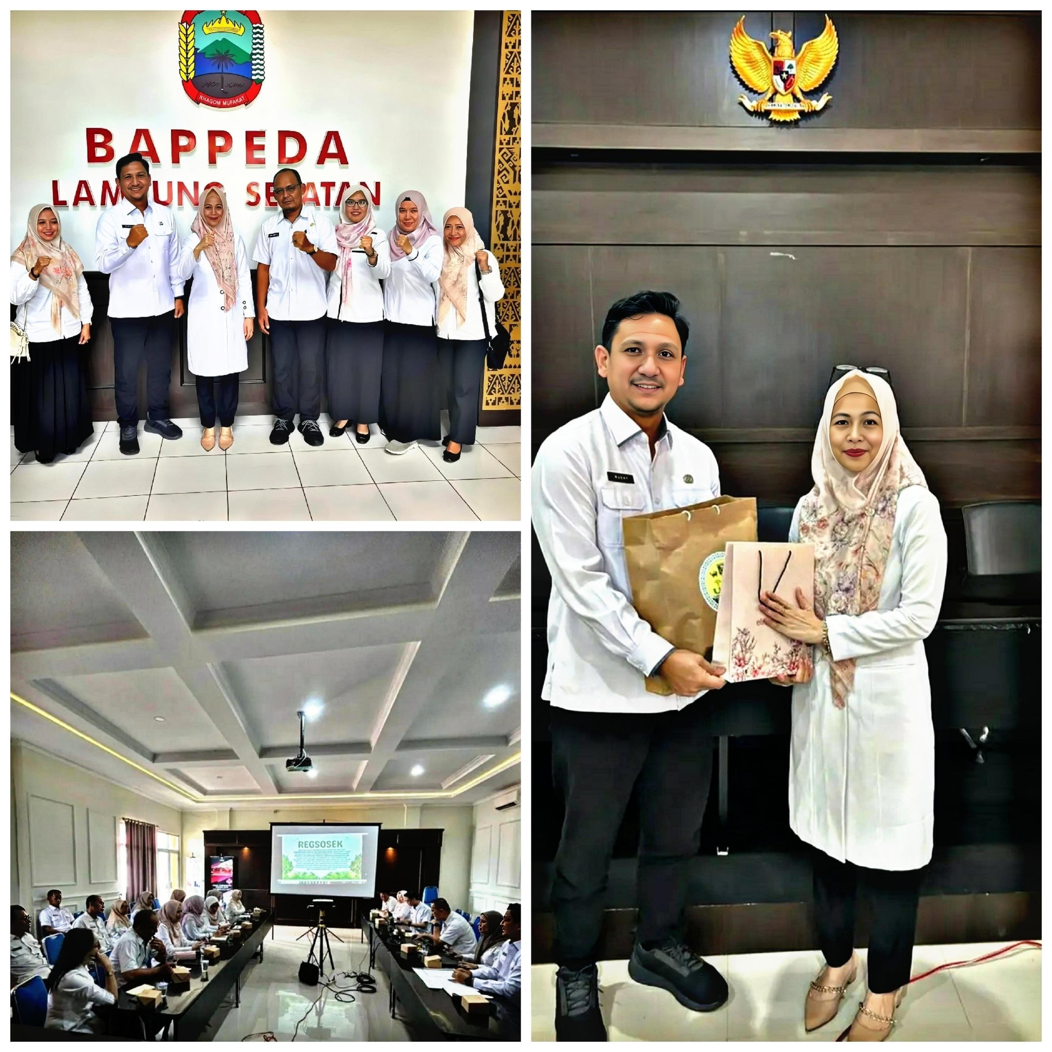 Study Banding Koordinasi antara Bappeda Kabupaten Lampung Selatan dan Lampung Timur 1 a man and woman in white shirts and black pants