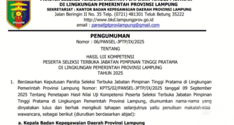 Perebutan Kursi Kepala BKD dan Bappeda Lampung Memanas