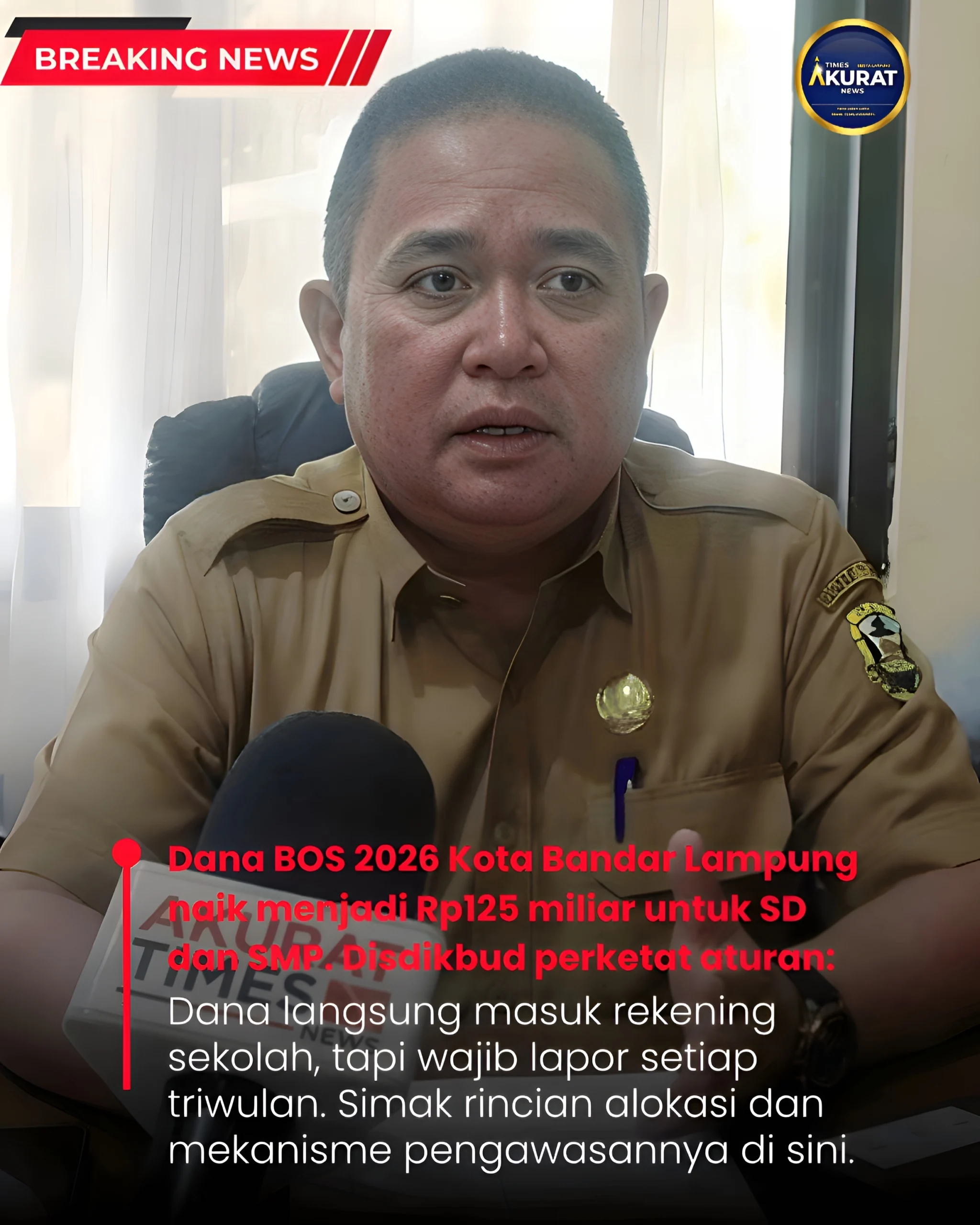 Dana BOS Bandar Lampung 2026 Tembus Rp125 Miliar, Disdikbud Warning Sekolah: Wajib Lapor Triwulan! 1 Dana BOS Bandar Lampung 2026 Tembus Rp125 Miliar, Disdikbud Warning Sekolah: Wajib Lapor Triwulan!