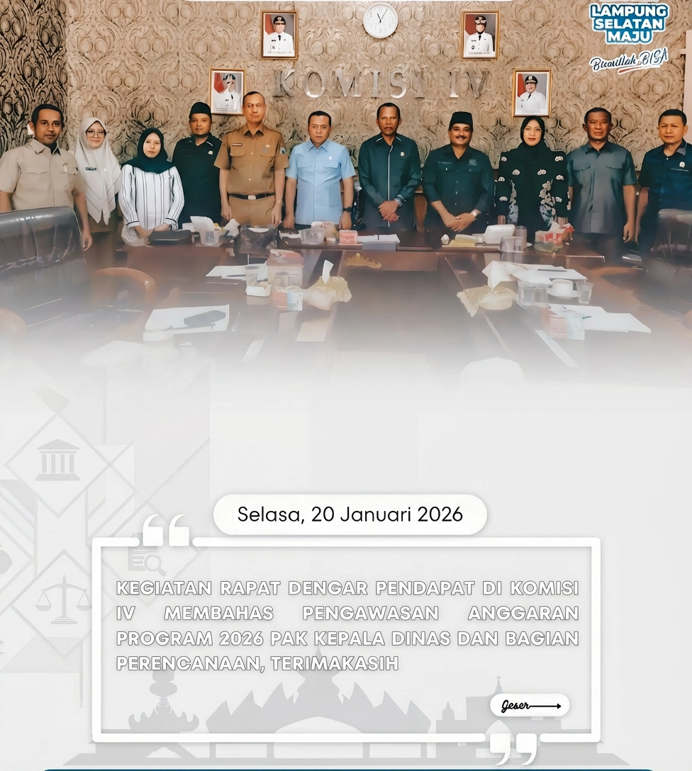 Sinergi Legislatif-Eksekutif: Dinkes Lampung Selatan Paparkan Strategi Kesehatan 2026 dalam RDP Bersama Komisi IV 1 Sinergi Legislatif-Eksekutif: Dinkes Lampung Selatan Paparkan Strategi Kesehatan 2026 dalam RDP Bersama Komisi IV