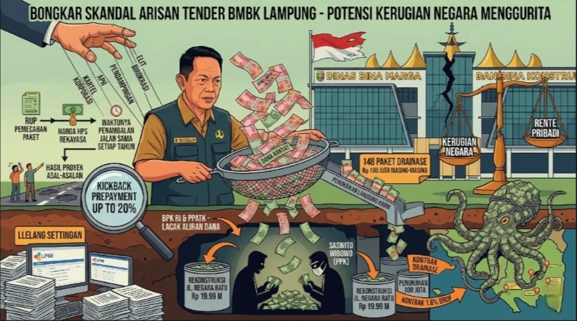 Bongkar Skandal Arisan Tender Dinas BMBK Lampung TA 2025, Potensi Kerugian Negara Menggurita! 1 Bongkar Skandal Arisan Tender Dinas BMBK Lampung TA 2025, Potensi Kerugian Negara Menggurita!