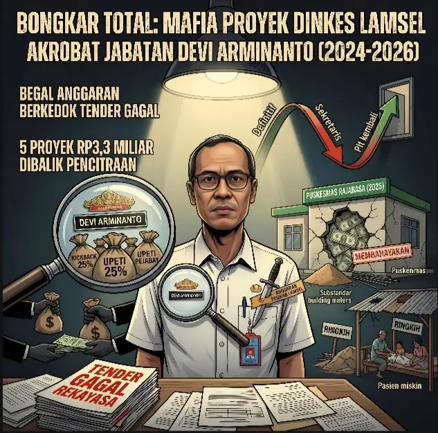 Kejahatan Kerah Putih Dinkes Lampung SelatanโDari Sabotase Tender Gagal hingga Akrobat Jabatan (2024โ2026) 1 Kejahatan Kerah Putih Dinkes Lampung SelatanโDari Sabotase Tender Gagal hingga Akrobat Jabatan (2024โ2026)
