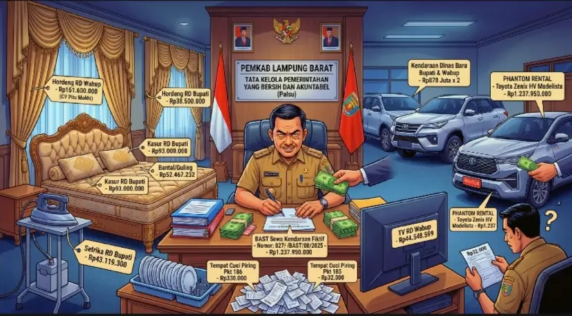 Dugaan Korupsi, Mark-Up Ekstrem, dan Skema Rental Fiktif di Bagian Umum Setdakab Lampung Barat 1 Dugaan Korupsi, Mark-Up Ekstrem, dan Skema Rental Fiktif di Bagian Umum Setdakab Lampung Barat