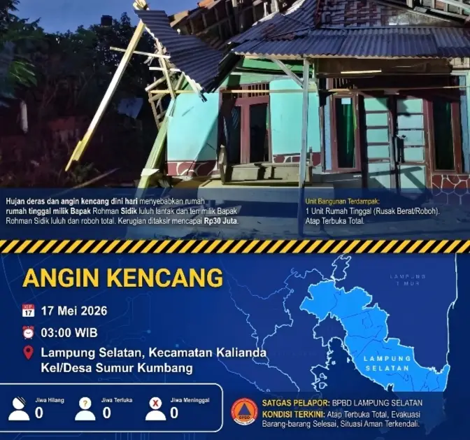 Diterjang Angin Kencang Dini Hari, Rumah Warga Sumur Kumbang Luluh Lantak, Kerugian Capai Rp30 Juta 1 Diterjang Angin Kencang Dini Hari, Rumah Warga Sumur Kumbang Luluh Lantak, Kerugian Capai Rp30 Juta