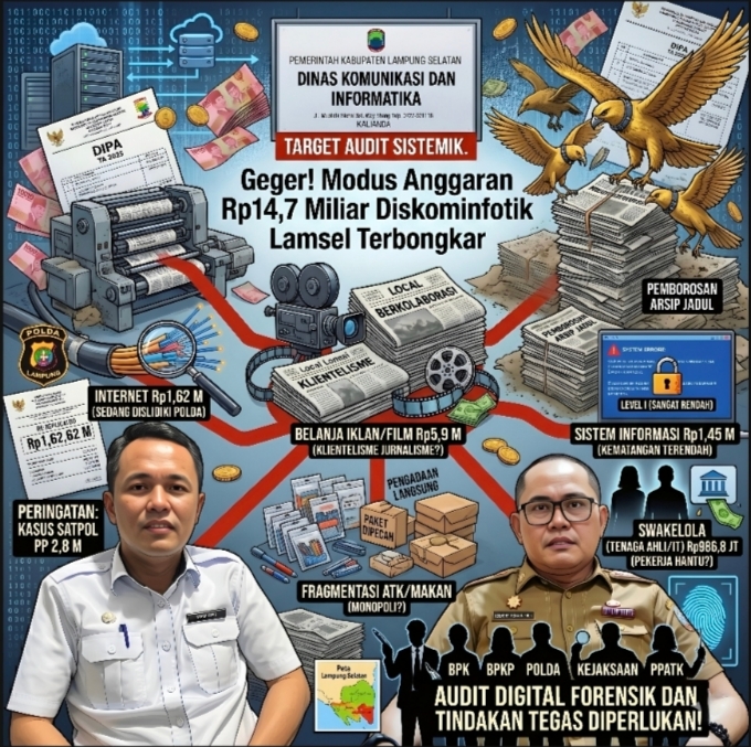 Geger! Modus Anggaran Rp14,7 Miliar Diskominfotik Lamsel Terbongkar 1 https://rakyat.my.id/geger-modus-anggaran-rp147-miliar-diskominfotik-lamsel-terbongkar/